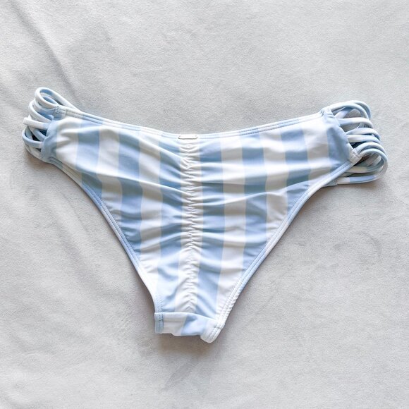 Hollister Blue and White Striped Strappy Side Bikini Bottom - Picture 2 of 3
